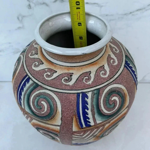 Vintage Collection Ceramic Southwestern Design Pottery Water Vase Cream Size 10" - Picture 4 of 9
